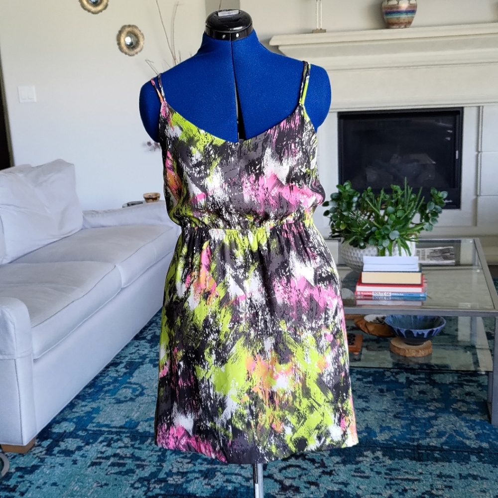 Bar III Multicolor paint splatter dress, size Large